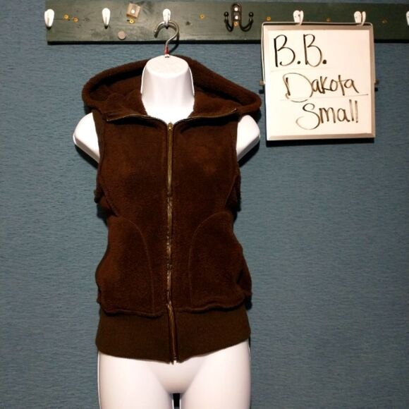 B.B. Dakota soft sleeveless hooded full zip vest small * - Picture 1 of 3